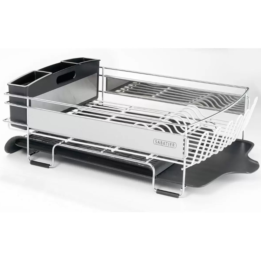 SABATIER Expandable Dish Rack with Stemware Rack, Stainless Steel. NB: Well