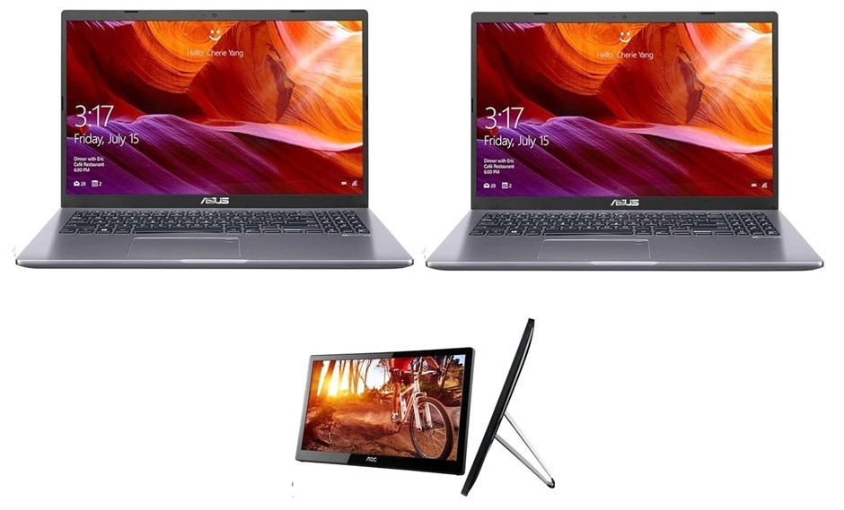 3 x Assorted Laptops And Displays. 2 x ASUS Vivobook D509DA-EJ097T Laptop (