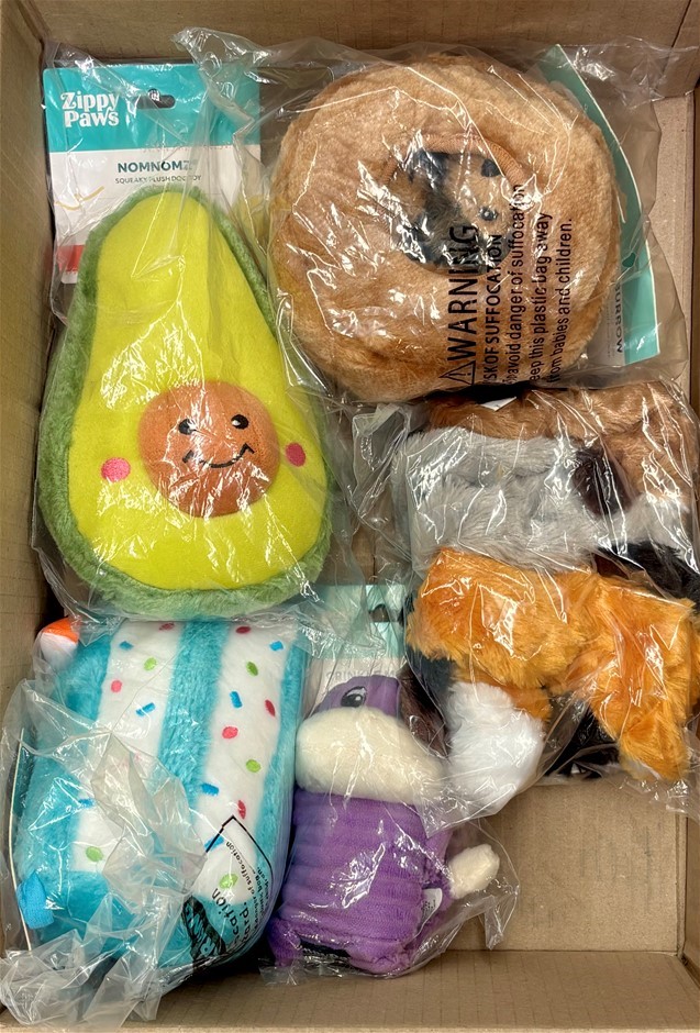 5 x Assorted ZIPPYPAWS Dog Squeak/Crumple Toys, Various Colour & Sizes.