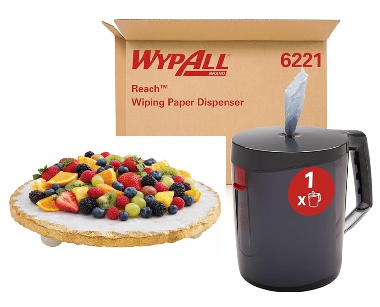 KITCHEN ESSENTIALS BUNDLE: WYPALL Reach Centrefeed Portable Dispenser (Blac