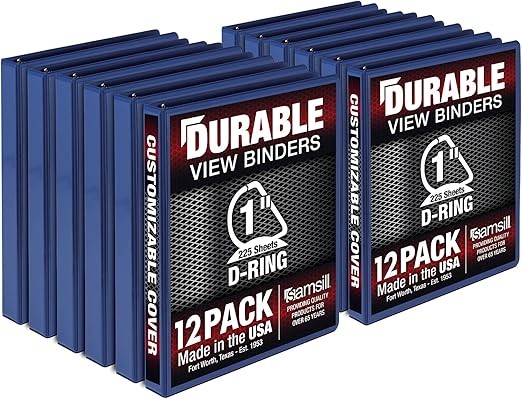 SAMSILL Durable 1 Inch Binder, Made in The USA, D Ring Binder, Customizable
