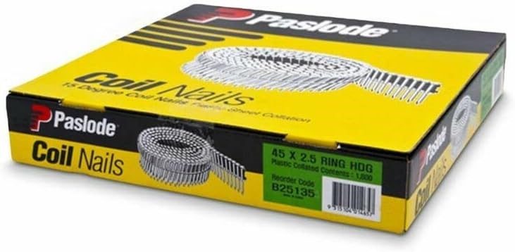 PASLODE Ring Hot Dipped Galvanised Plastic Collated Coil Nails 1800 Pieces