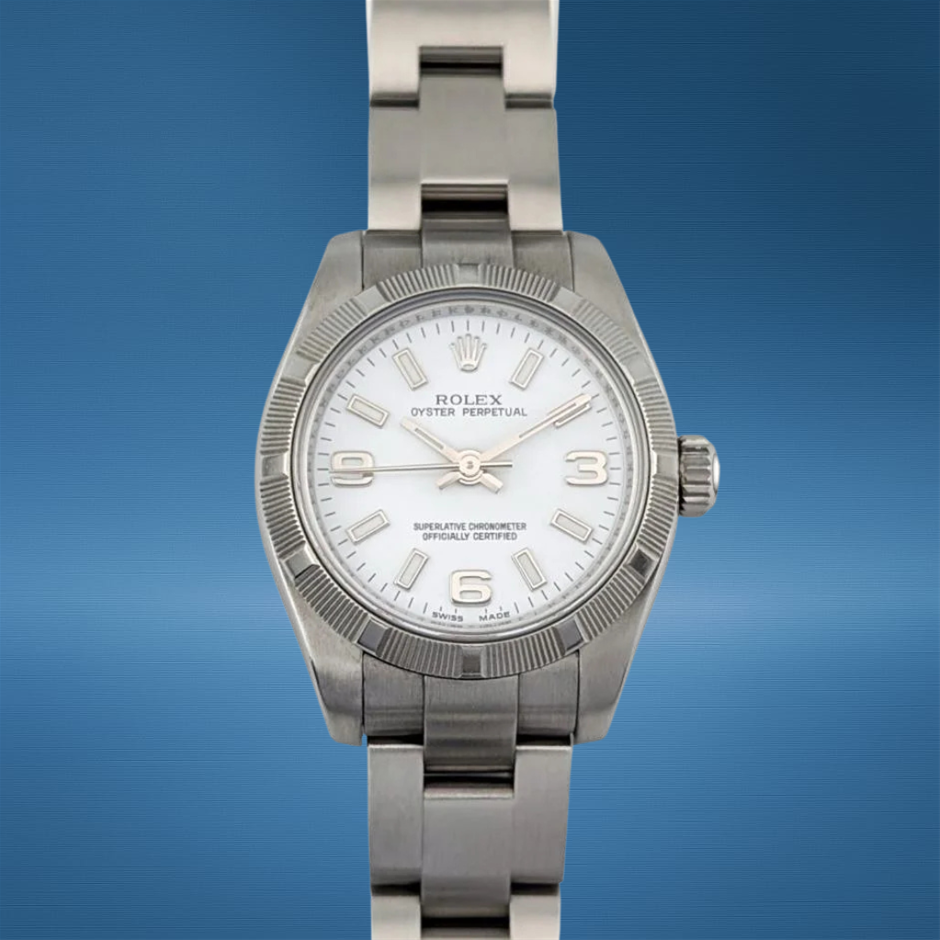 Rolex 176210 Oyster Perpetual 26 White Dial 26mm 2008 BxP & COA