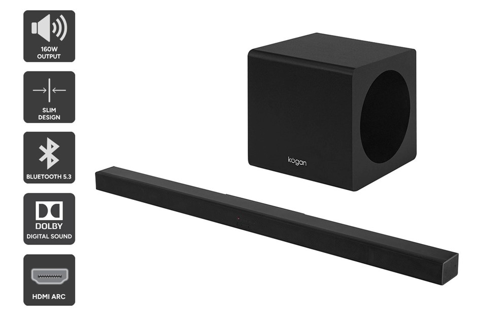 KOGAN 2.1 Channel 160W Dolby Slim Soundbar with Wireless Subwoofer. Buyers