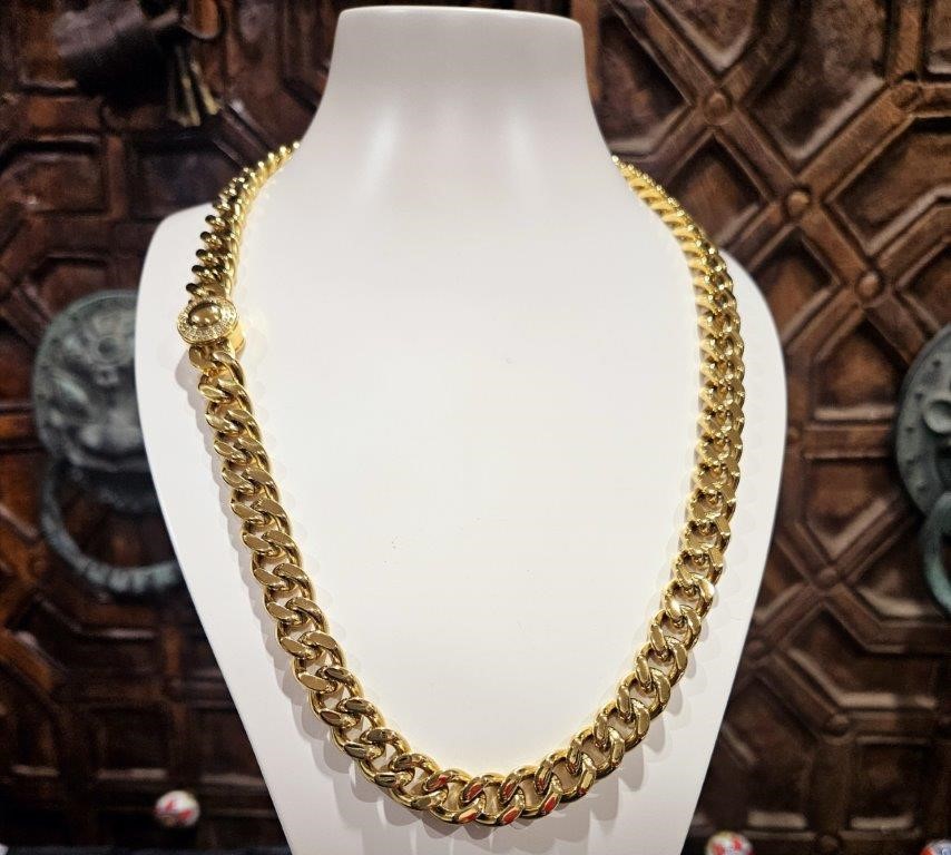 Italy 18K Triple Yellow Gold Plated Cuban Chain (18KGP/Italy)60cm-9mm
