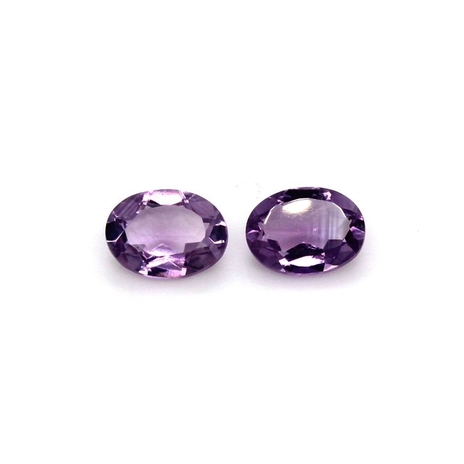 2 Pcs Oval Beautiful Amethyst Gemstone