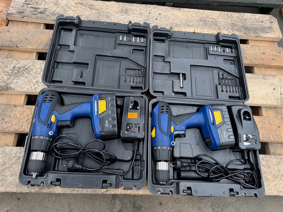 24V Cordless Drill Kit, 2-Speed Gearbox (Tested and working) x 2 units