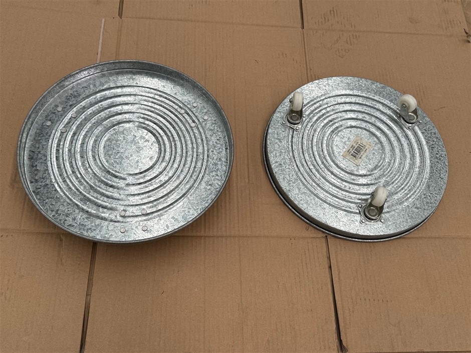 Galvanised Pot Mover 30cm(Dia), Sturdy Metal, 30kg Load Capacity x 2 units