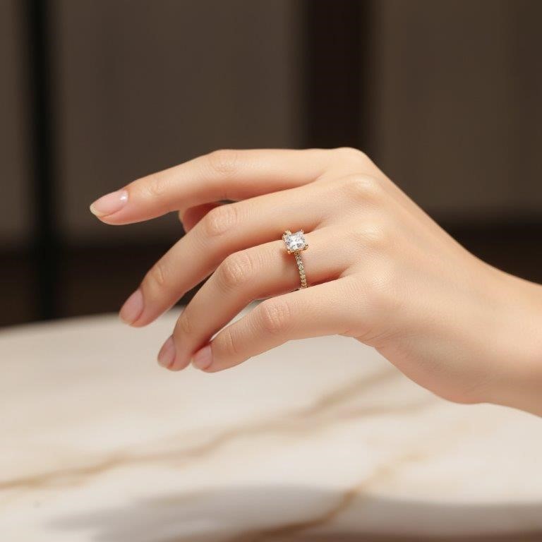 1.0ct GRA Moissanite white 18k Solid Yellow Gold Vermeil Ring -8US