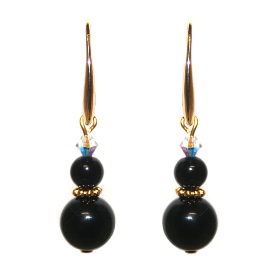Black Agate & Swarovski® Crystal Earrings