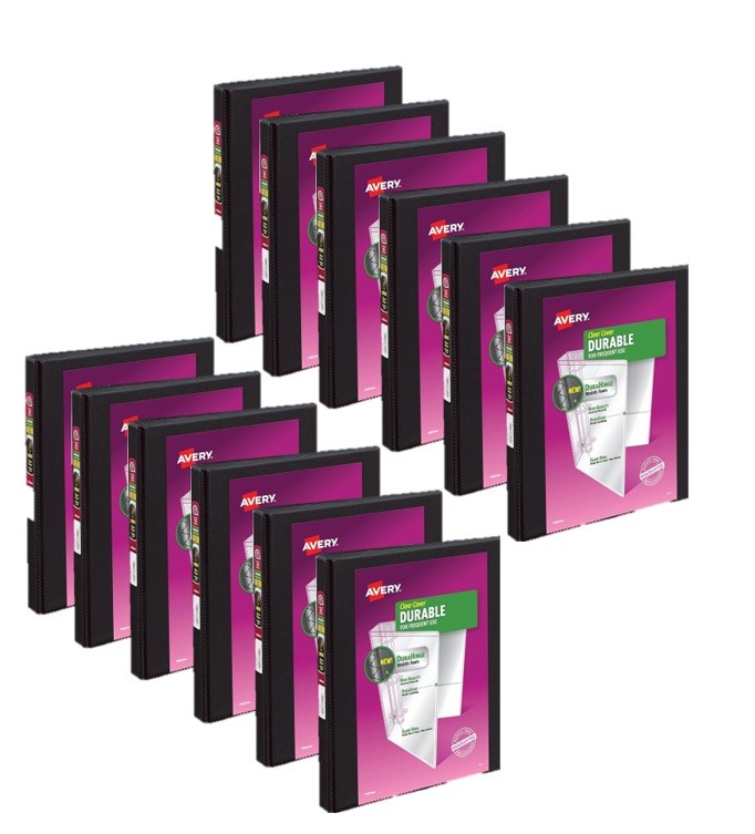 Avery Durable View 3 Ring Binder, 1/2 Inch Slant Rings, 12 Black Binders (1