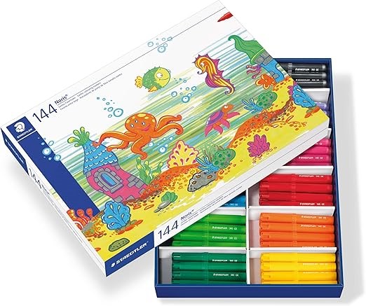 Staedtler Noris Jumbo Colouring Markers 144-Pieces Class Pack, Assorted