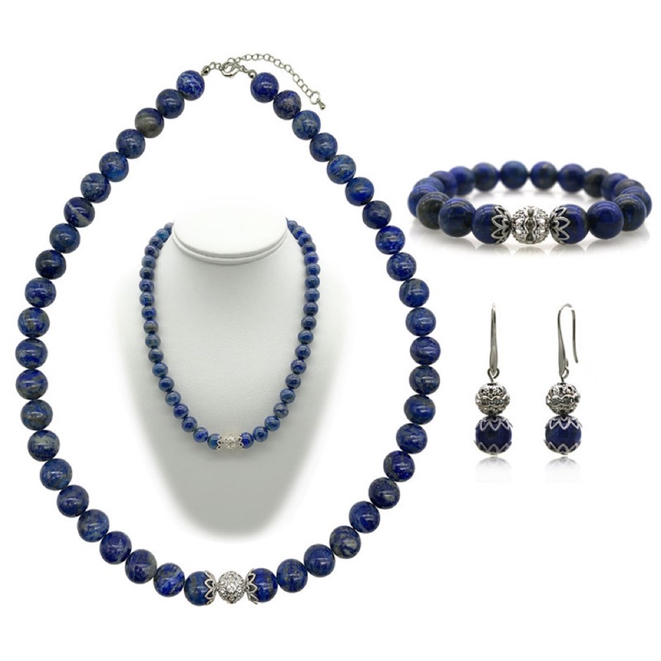 10mm Lapis Lazuli Persian Love Rhinestone Jewellery Set