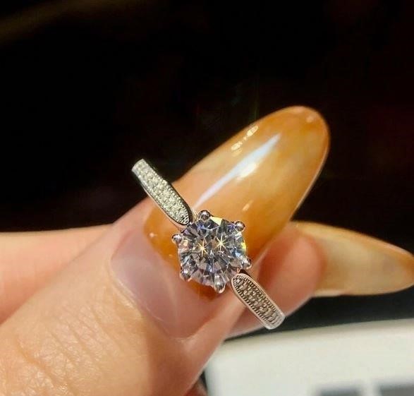 2.0ct GRA Moissanite White Pearl Brilliant 925 Sterling Silver Ring-VVS1