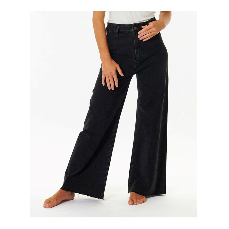 RIP CURL Women's Holiday Denim Pants, Size 32, Washed Black. RRP: $99.99.