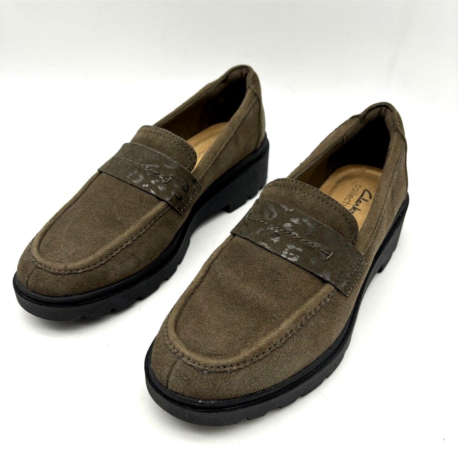 CLARKS Women's Calla Ease Loafer, Dark Olive Suede, Size US 9 (68491).  Buy