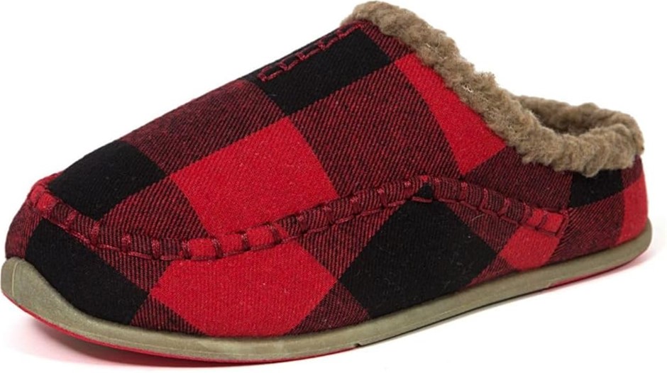 DEER STAGS Men's Nordic Slipper, Red/Black, Size US10M/12W (23687). Buyers