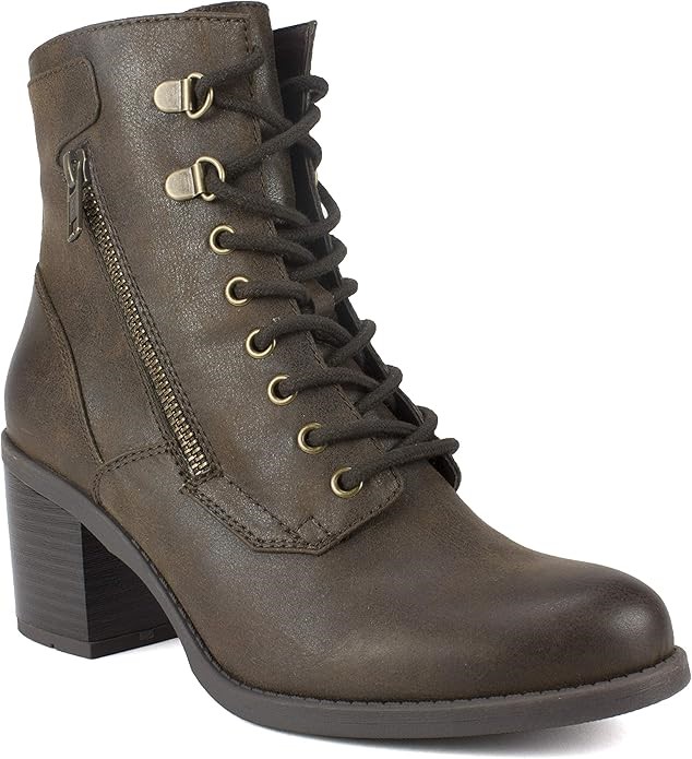 WHITE MOUNTAIN Women's Dorian Boot, Dark Brown/Fabric, US 6.5 Wide (W27872W