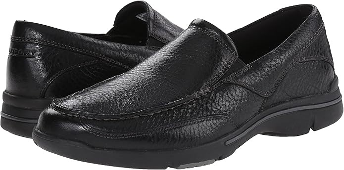 ROCKPORT Men's Eberdon Loafer, Black Leather/Flint, Size US8M (K71228). B
