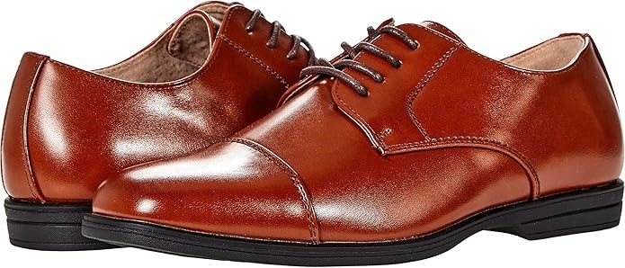 FLORSHEIM Boy's Rolan Cap Toe Oxford Shoes, Cognac, Size US3M / UK 2 / Eu 3
