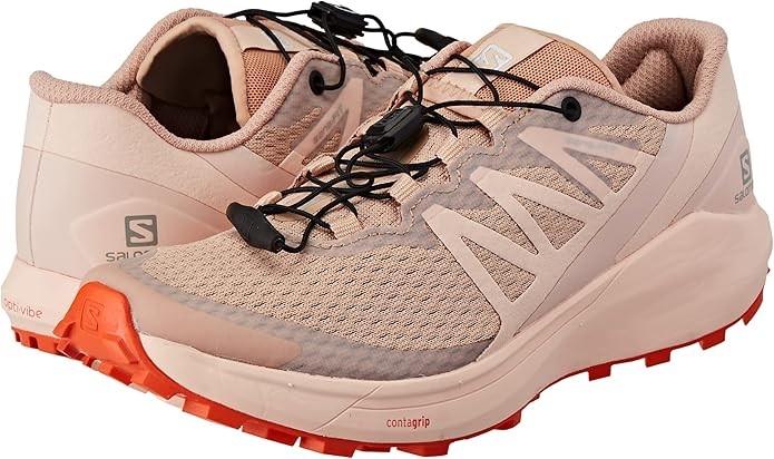 SALOMON Women's Sense Ride 4 Shoes, Sirocco/Peachy Keen/Red Orange, Size US