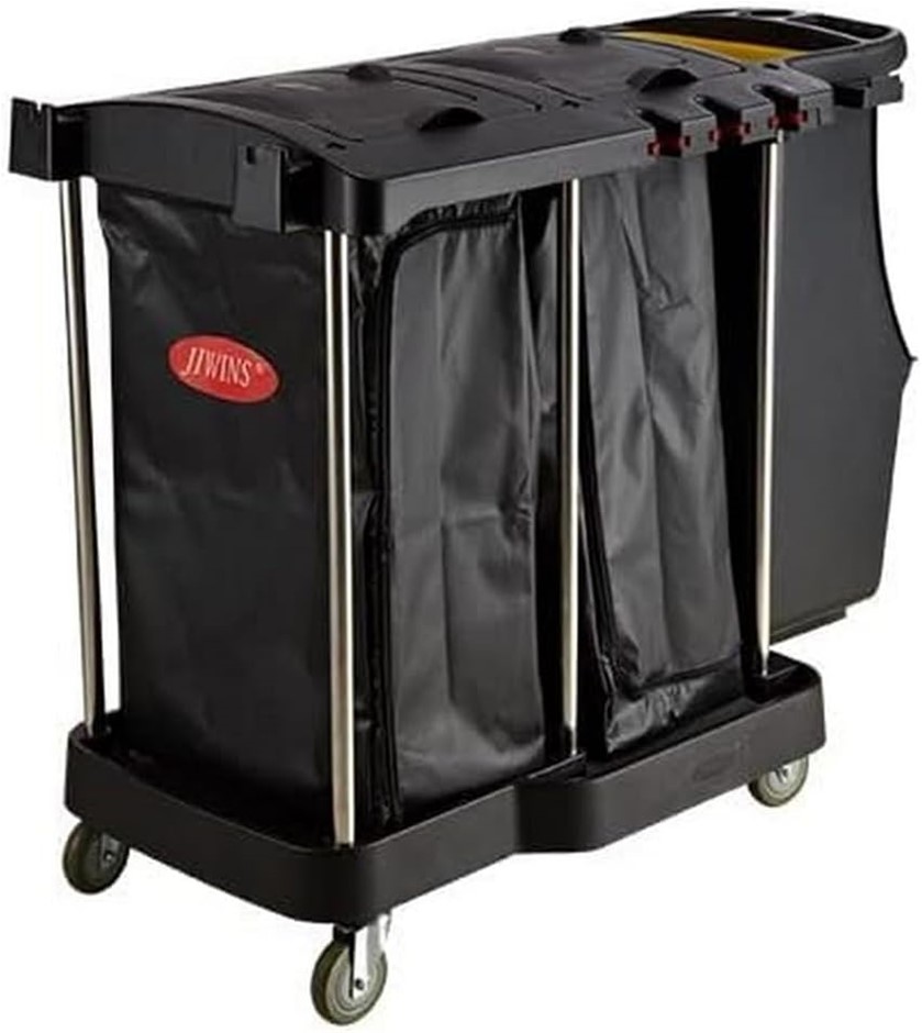 JIWINS Luxury Compact Cleaning Cart, 1095 mm x 575 mm x 975 mm Size, Black.