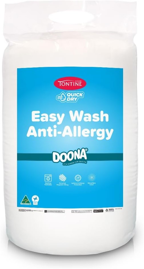 TONTINE Quick Dry Easy Wash Anti Allergy All Seasons Quilt Doona, Medium Wa