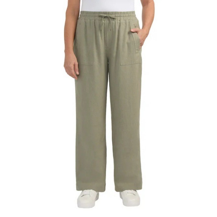 TEDDI ROSE Women's Wide Leg Pant, Size XL, 55% Linen, Green. Buyers Note -