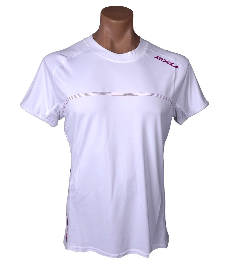 3 x 2XU Women's Sailing Short Sleeve Fibretech Tee, Size 2XL, White/ Rose,
