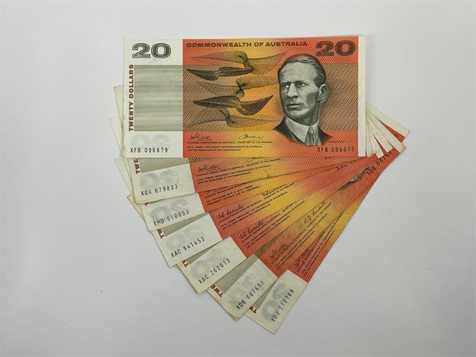 7 x Australian Twenty Dollar Banknotes