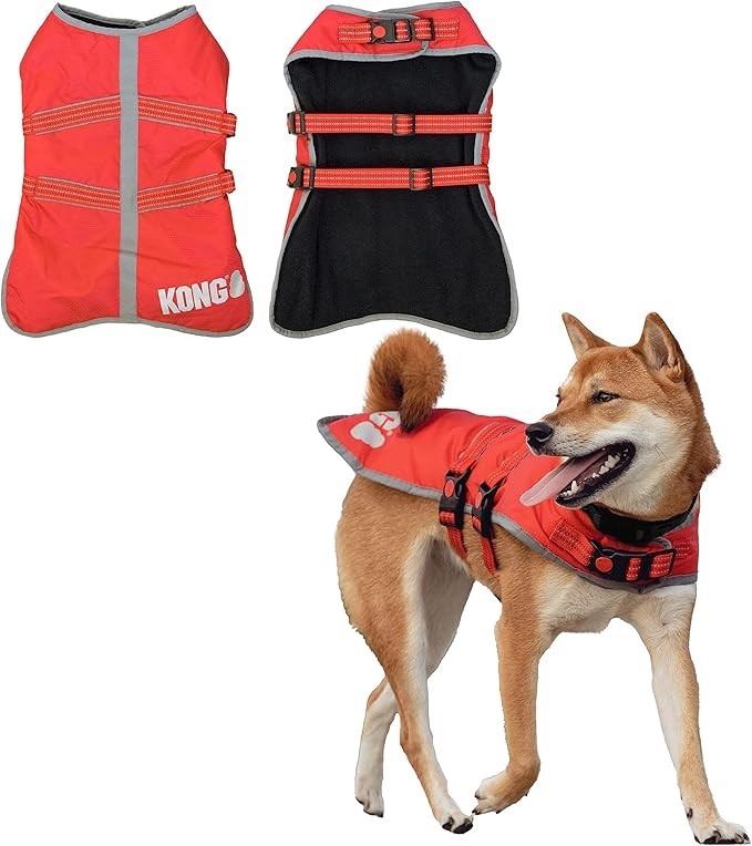 KONG Red Rip-Stop Blanket Coat for Dogs Medium