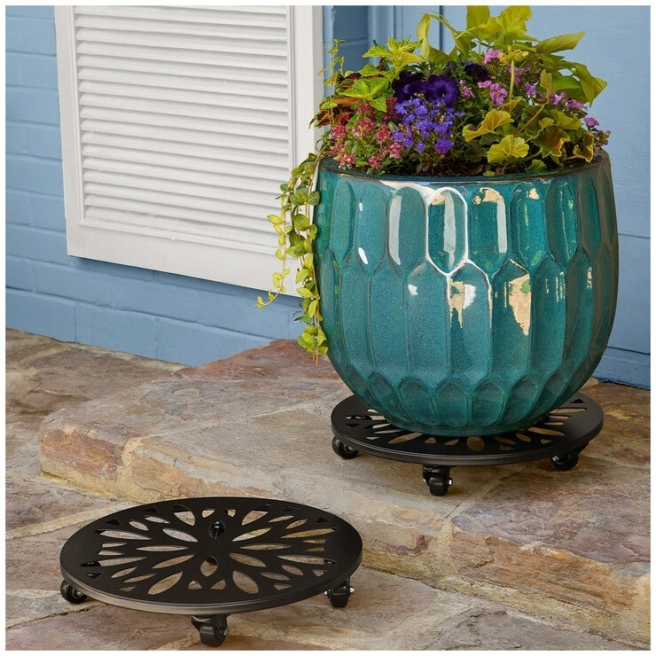 MULLALLY 2pc Steel Plant Caddy Set. NB: Damaged packaging.