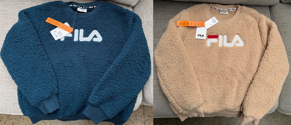 KIDS JUMPER BUNDLE: FILA Kids' Remy Teddy Crew, Size 12, Silver Pink X FILA