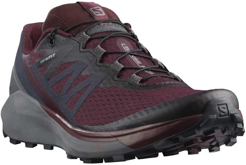 Salomon Women's Sense Ride 4 Trail Running and Hiking Shoe, Wine Tasting/Qu