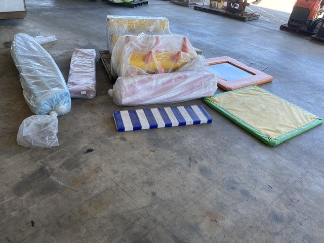 <p>Qty of Assorted Play Equipment Padding & Accessories </p>