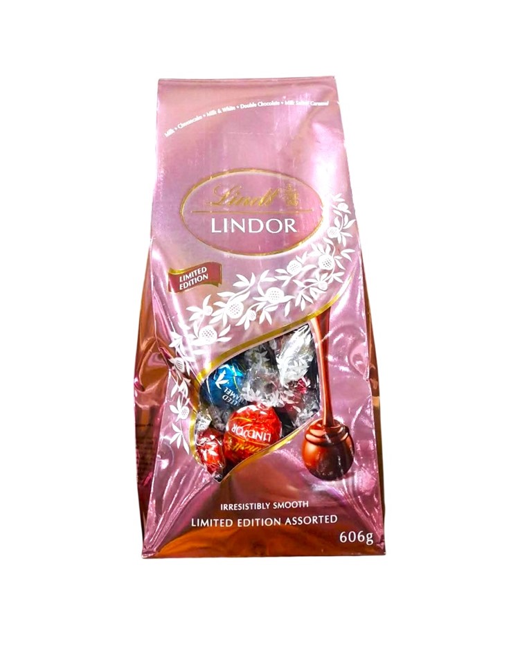 2 x LINDT Limited Edition Assorted Chocolates, Rose Gold Pink Bag, 606g. N.