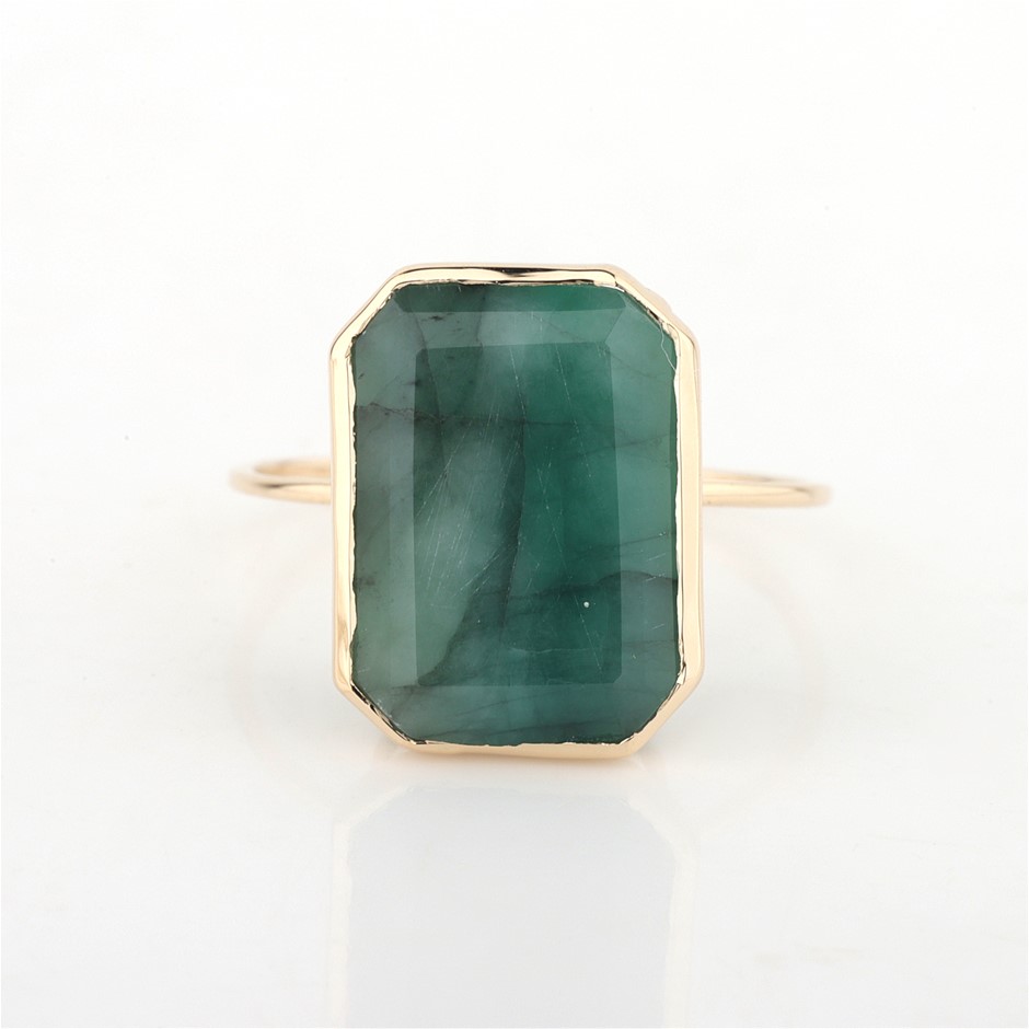 Yellow Gold Natural Emerald Ring with Valuation
