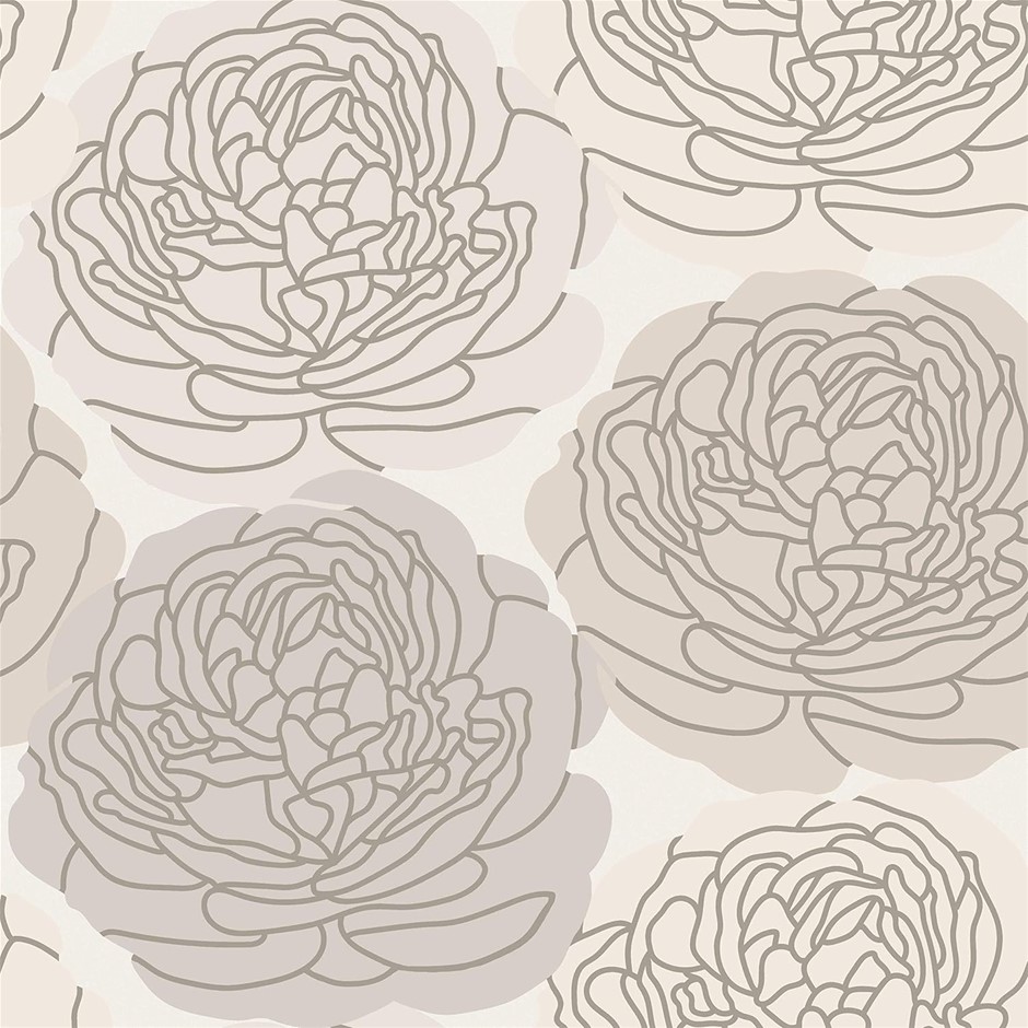 ROOMMATES Taupe and Gray Bed of Roses Peel and Stick Wallpaper RMK11960RL.