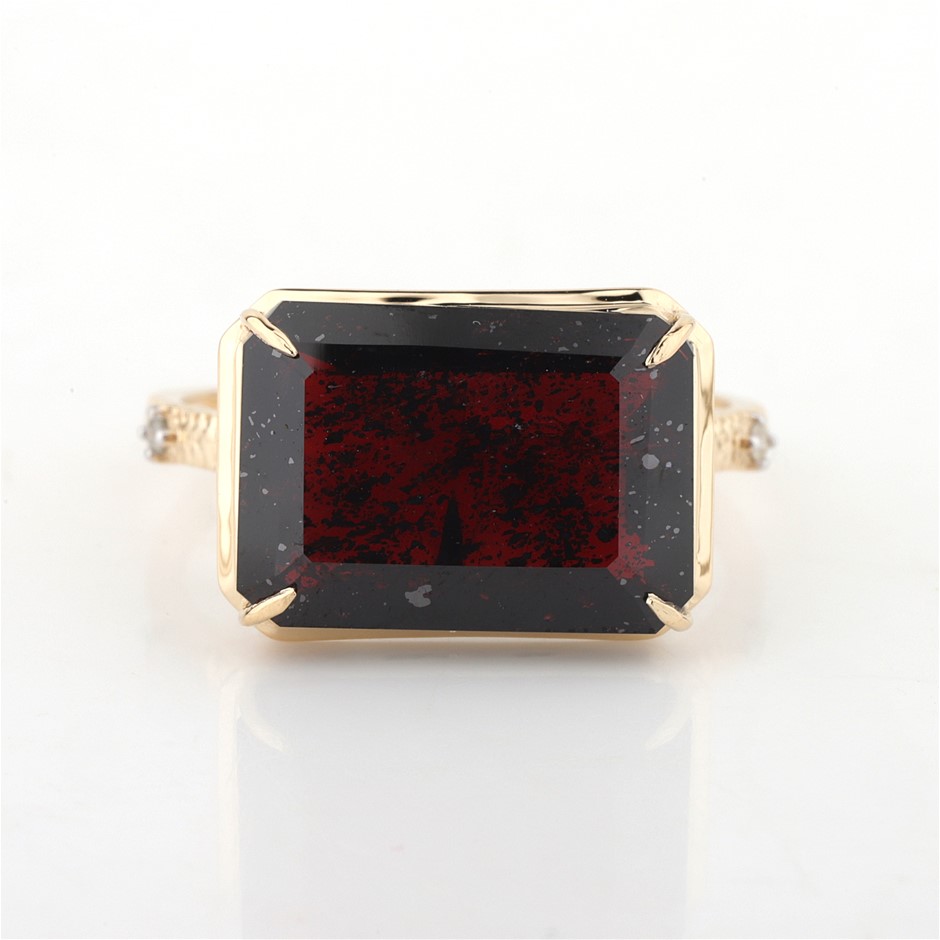 Yellow Gold Natural Garnet & Diamond Ring  with Valuation
