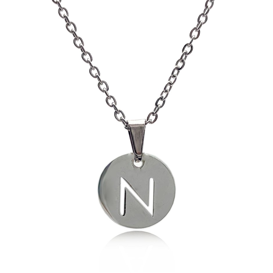 Initial Charm Letter  'N' Pendant Necklace