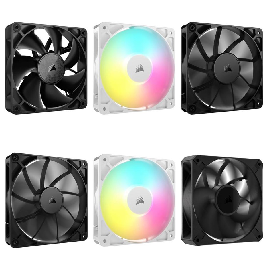 6 x Assorted Desktop Case Fans. 2 x CORSAIR RS120 ARGB. 1 x CORSAIR RX120 E