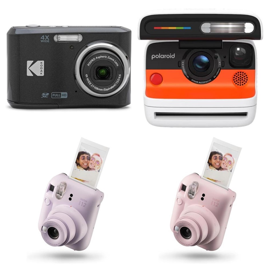 4 x Assorted Cameras. 1 x Kodak PIXPRO FZ45 Digital Camera, Black. 1 x Pola