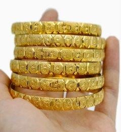 6pcs x 22KGF/ITALY Triple Yellow Gold Plated Bangles with stamps