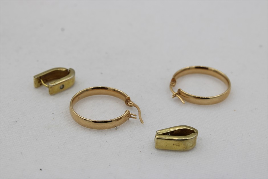 A Pair Of Stamped 9ct Yellow Gold Hollow Hoops