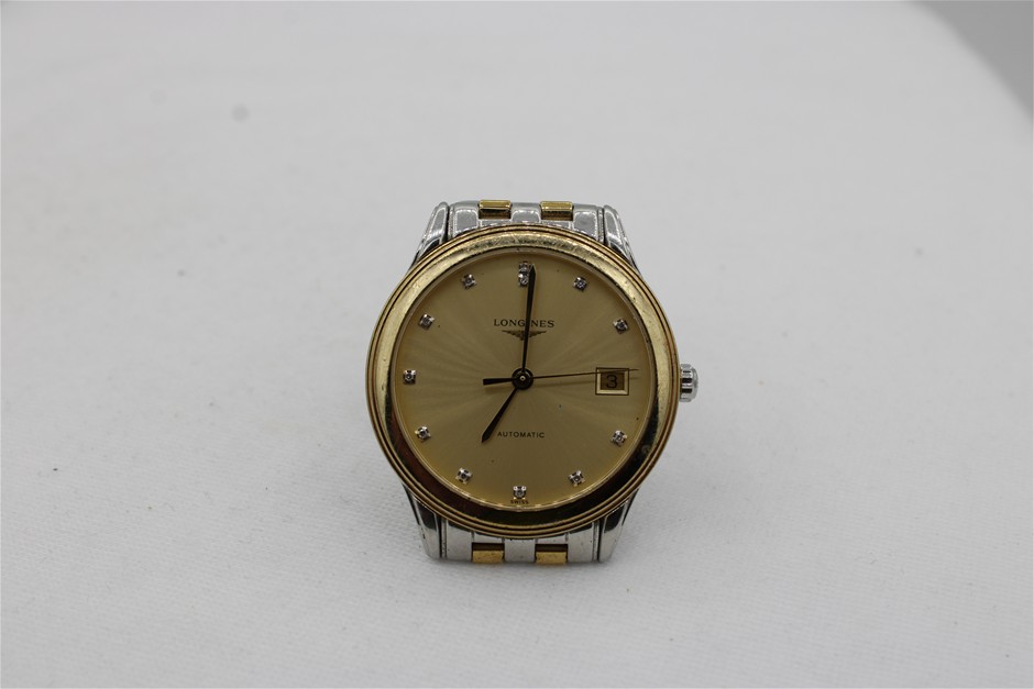A Longines Flagship Automatic Stainless Steel and Gold Tone Wristwatch