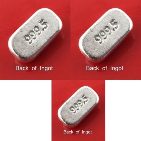 Silver Bullion 999.5 Fine Grade 5g Ingot Bar Hand Poured x 3
