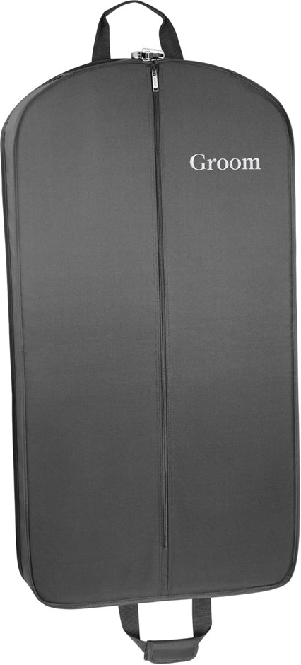 WallyBags 40” Deluxe Groom Tux and Suit Garment Bag Two Pockets, Black - G3