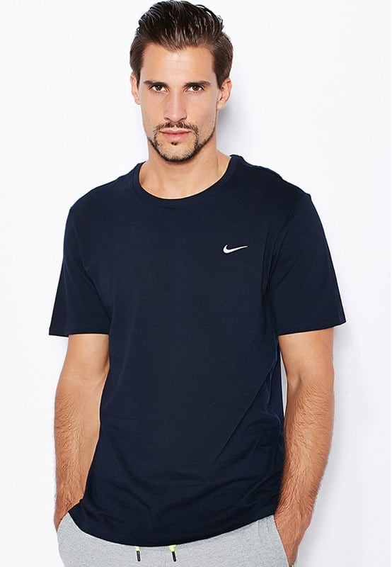 NIKE Men's Embroidered Swoosh Tee, Size 2XL, 100% Cotton, Navy, 363277-44B.