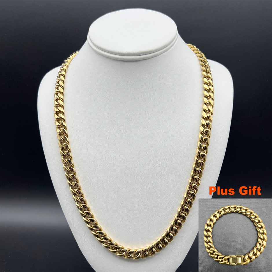 18K Gold-Filled Cuban Chain Necklace, 10MM Wide - 60.9cm
