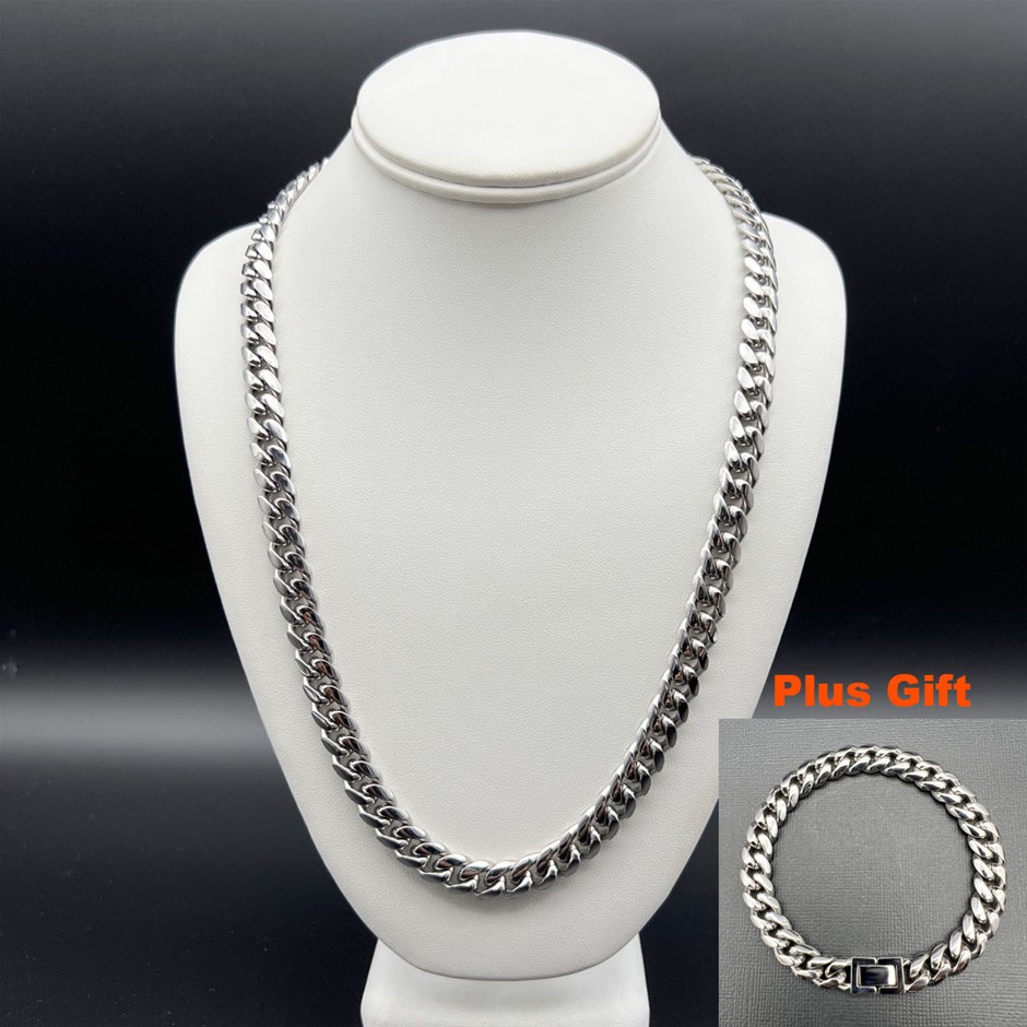 Silver-Filled Cuban Chain Necklace, 10MM Wide - 50.8cm